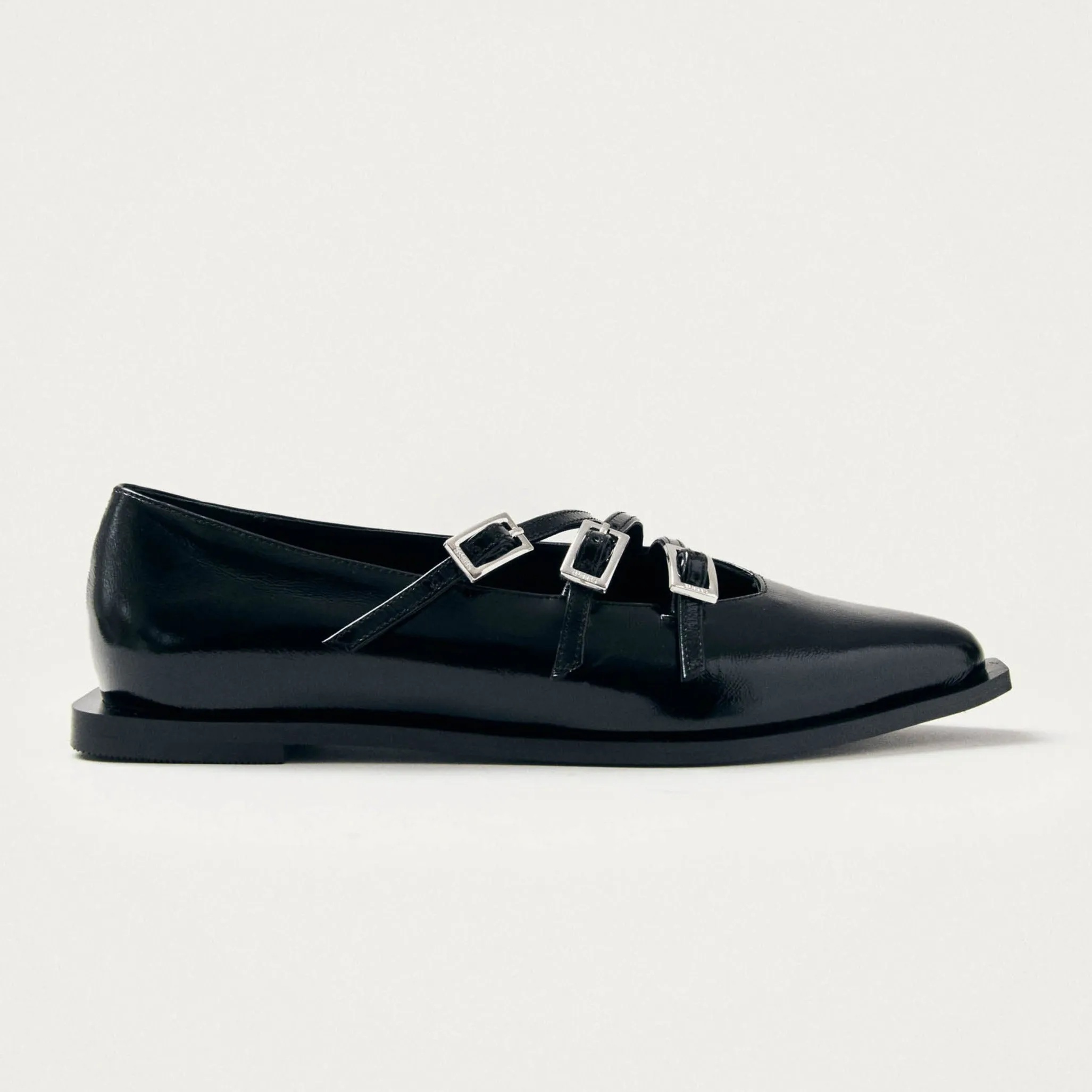 Jive Onix Black Leather Ballet Flats