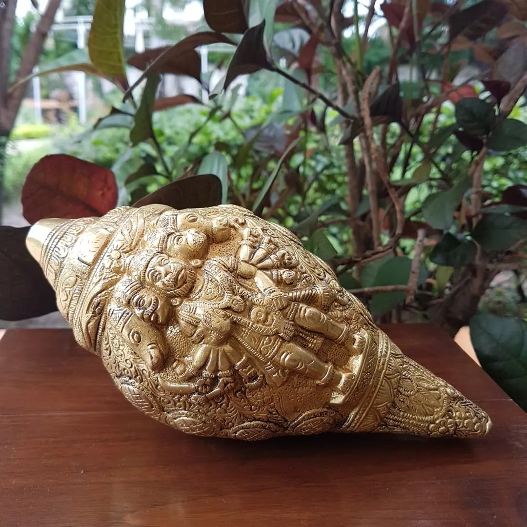 Lord Hanuman Brass Conch (Shank) 9 Inches - Decorative Home Decor