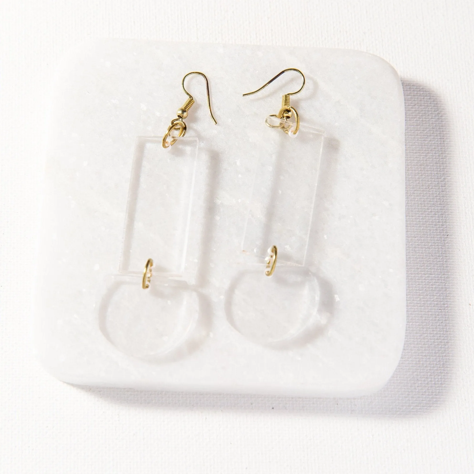 Lucite Rectangle with Half Round Earrings