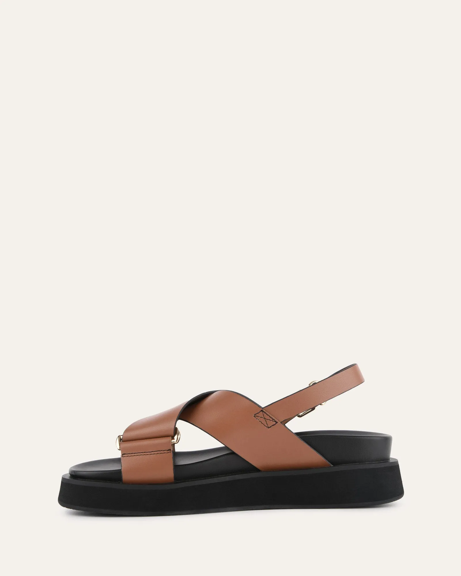 MARLEY FLAT SANDALS DARK TAN LEATHER