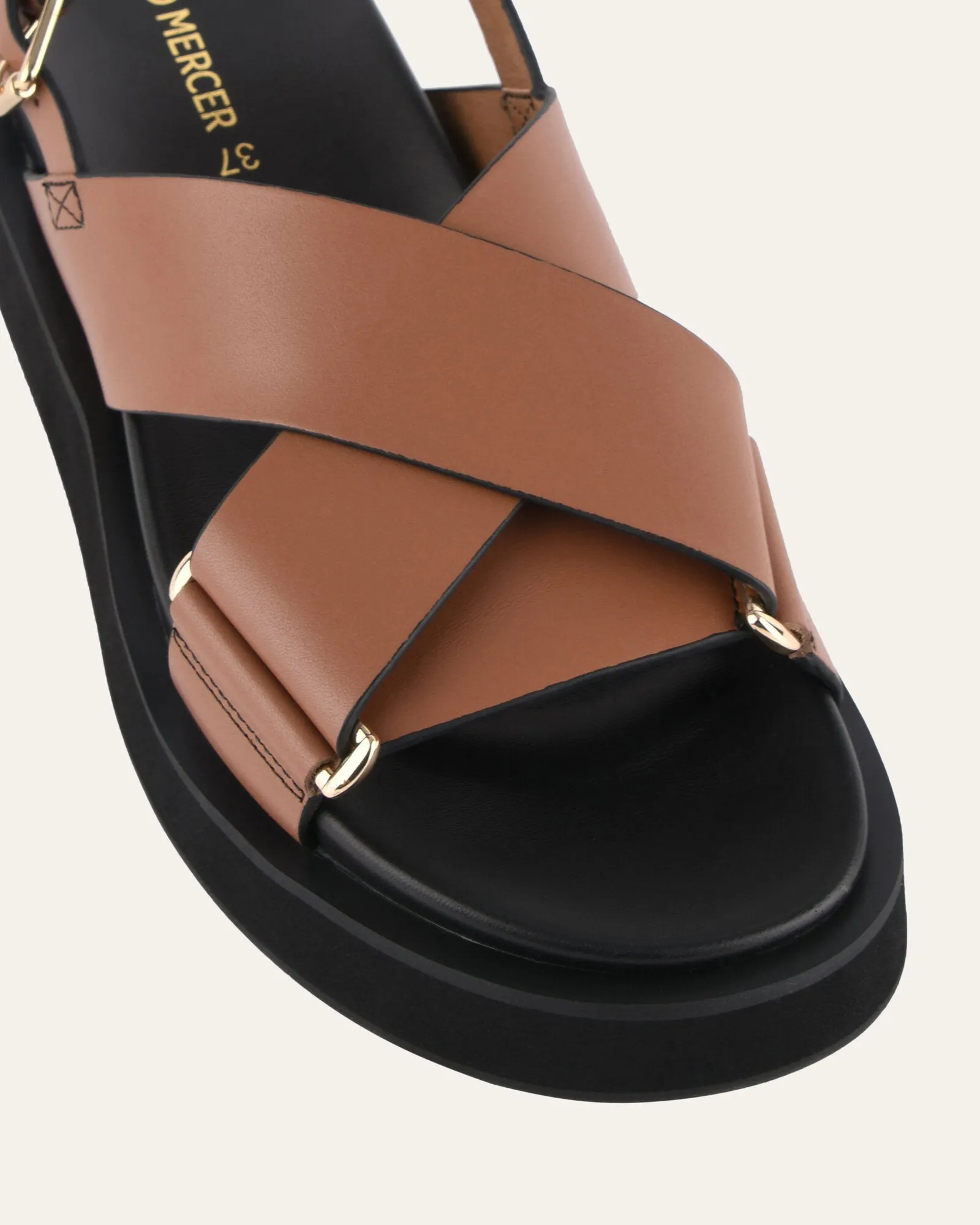 MARLEY FLAT SANDALS DARK TAN LEATHER