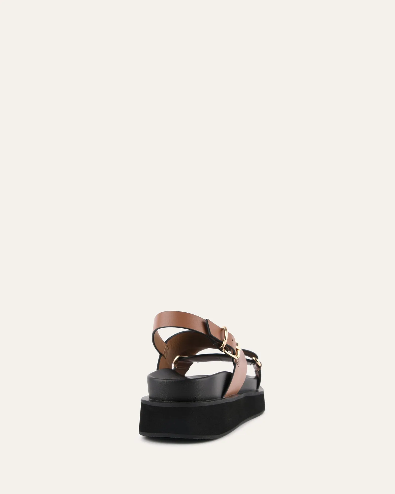 MARLEY FLAT SANDALS DARK TAN LEATHER