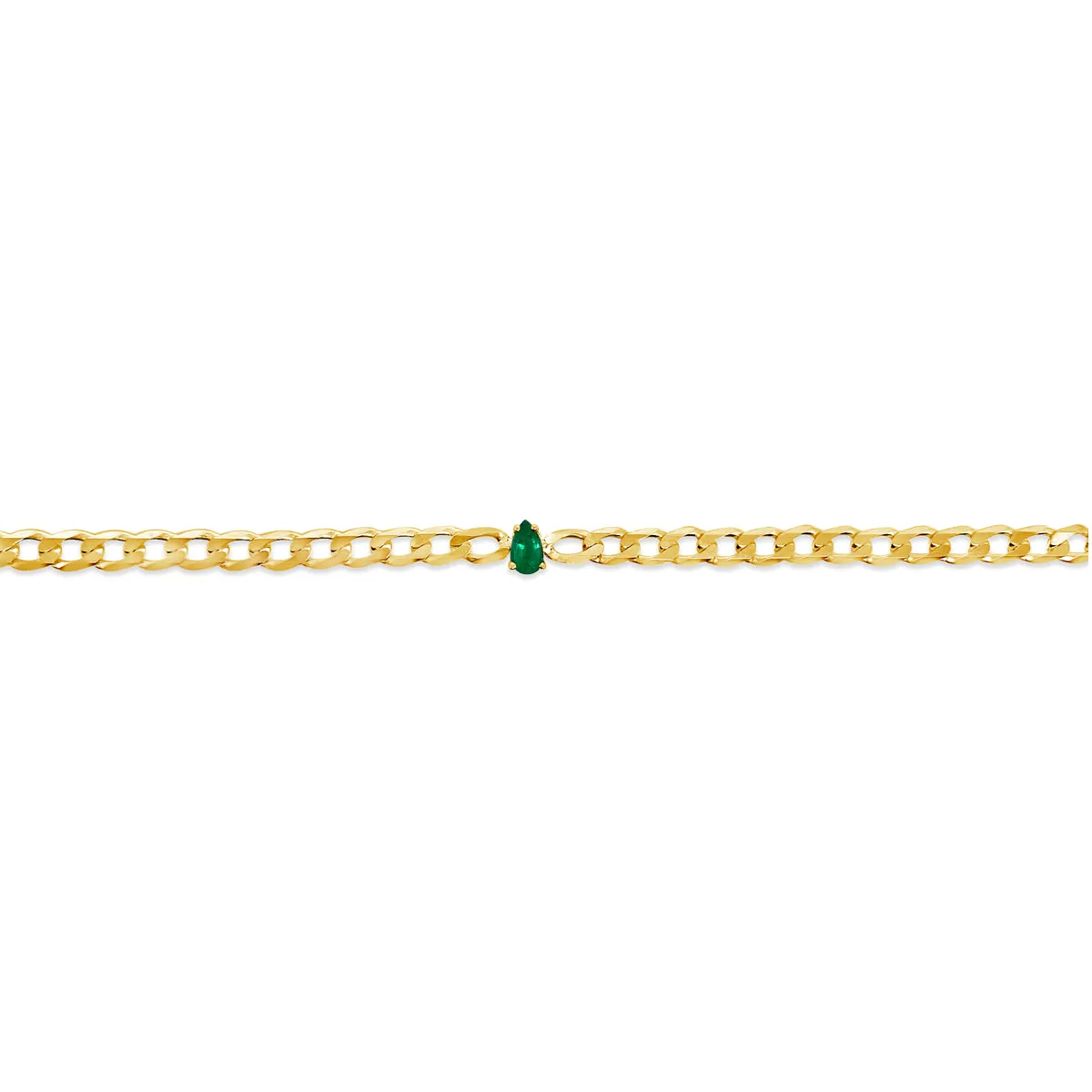 Medium Curb Bracelet with Emerald Teardrop