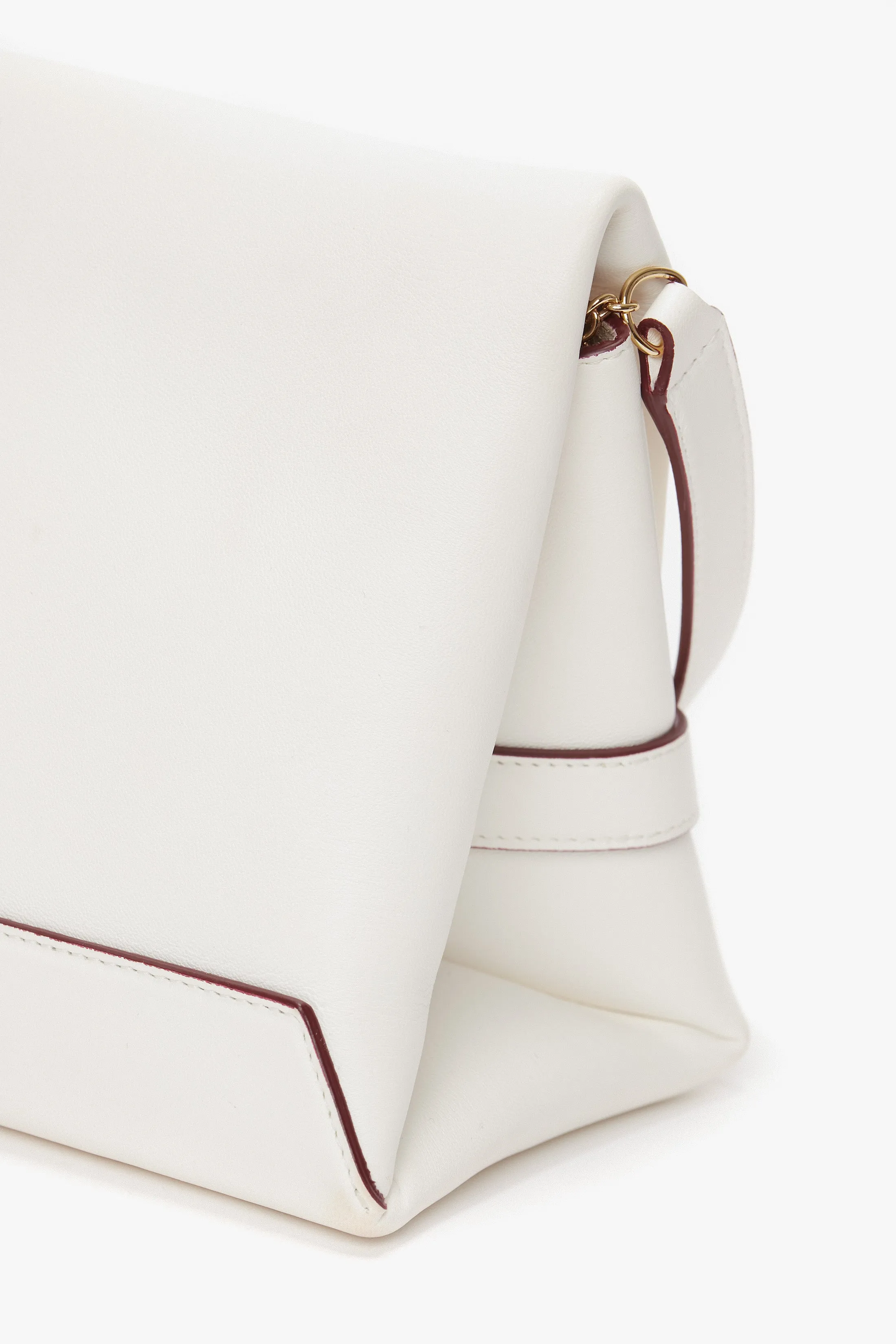 Mini Chain Pouch Bag In White Leather