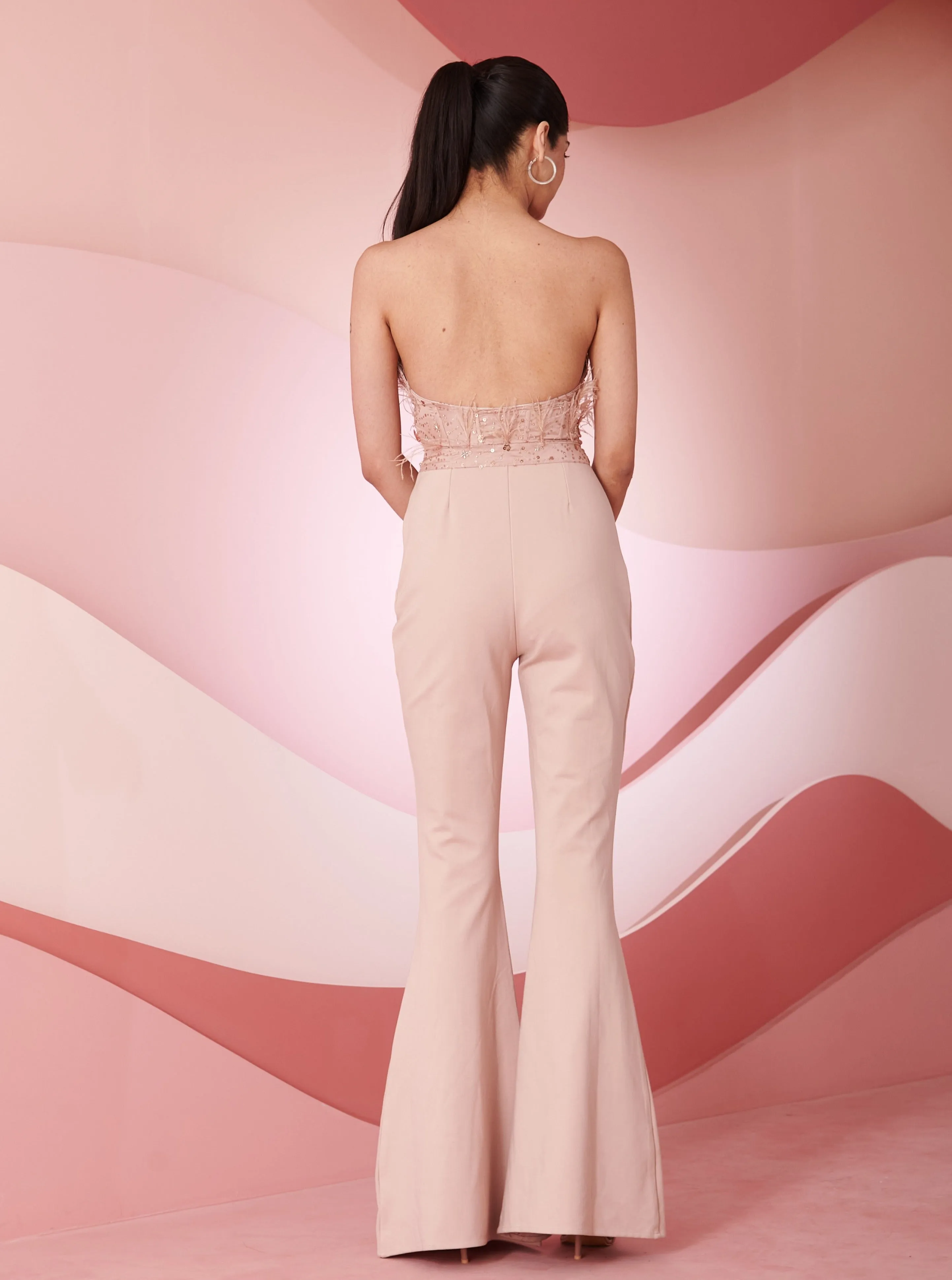 Naida Blush Hand Embroidered Corset Jumpsuit