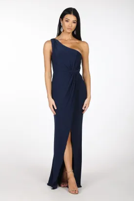 NELIA One Shoulder Maxi Column Dress - Navy