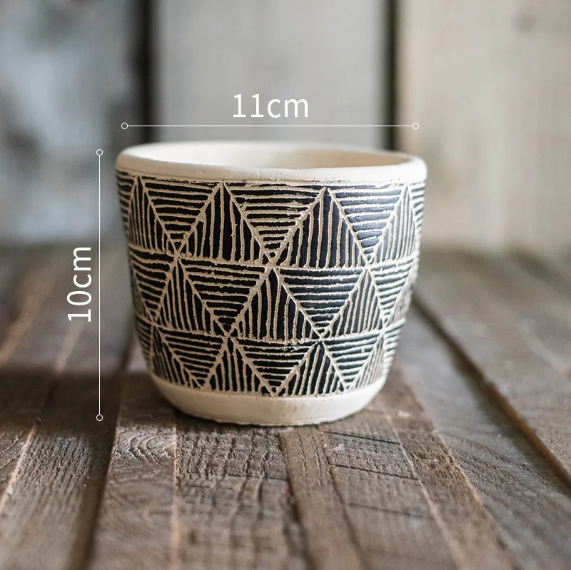 Nordic Black and White Flower Pot