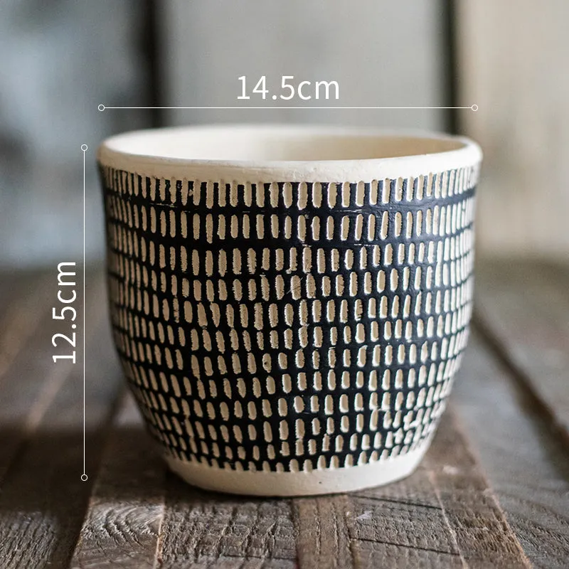 Nordic Black and White Flower Pot