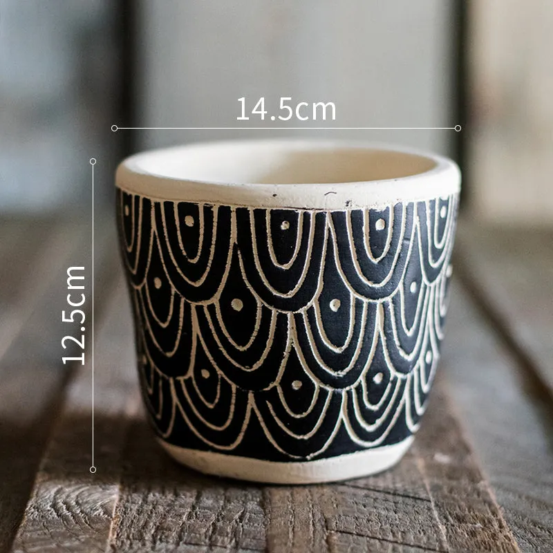 Nordic Black and White Flower Pot