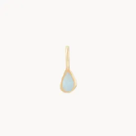 pear aquamarine march mood birthstone charm - 10k yellow gold, aquamarine