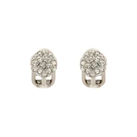 Platinum Pave Crystal Stud Clip Earrings