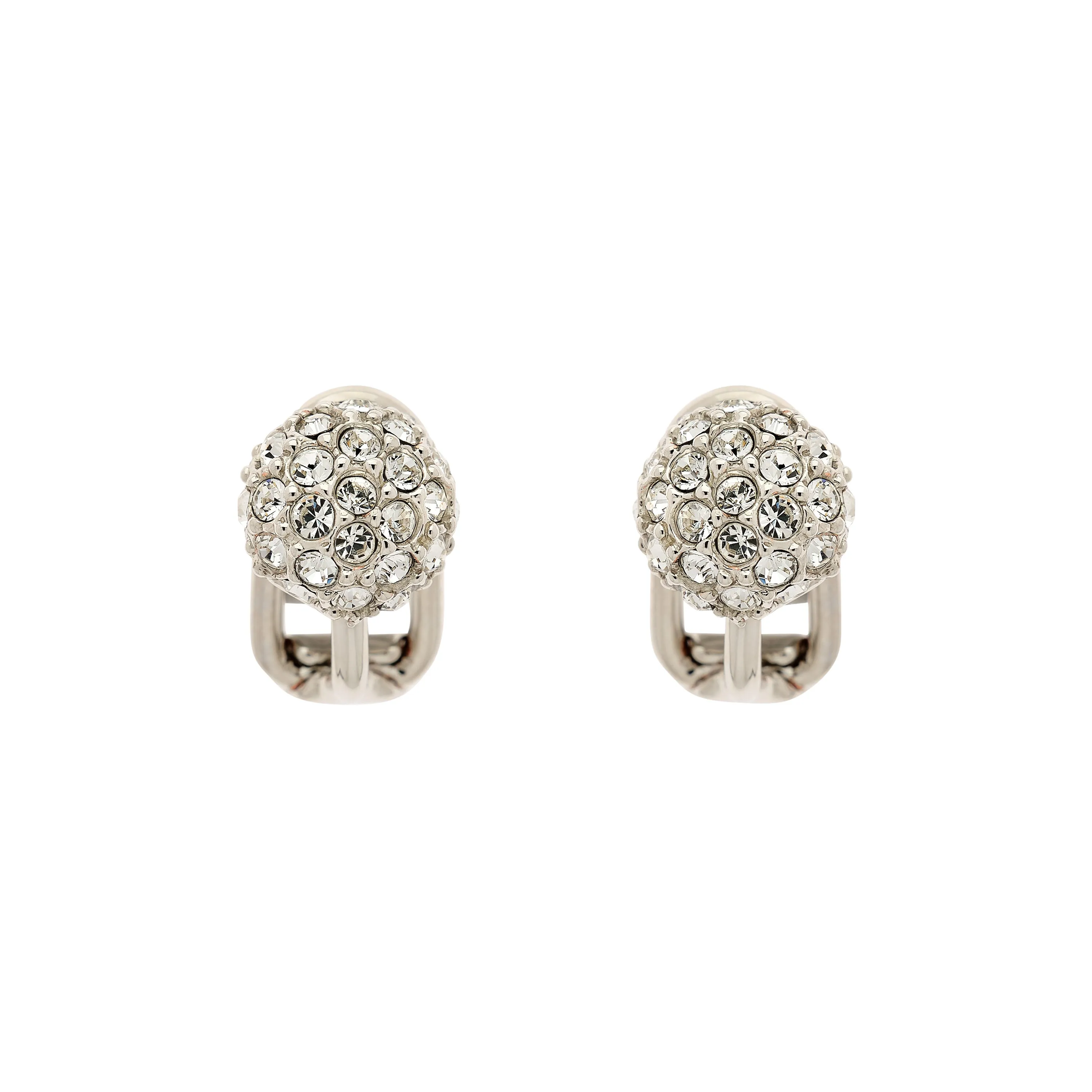 Platinum Pave Crystal Stud Clip Earrings