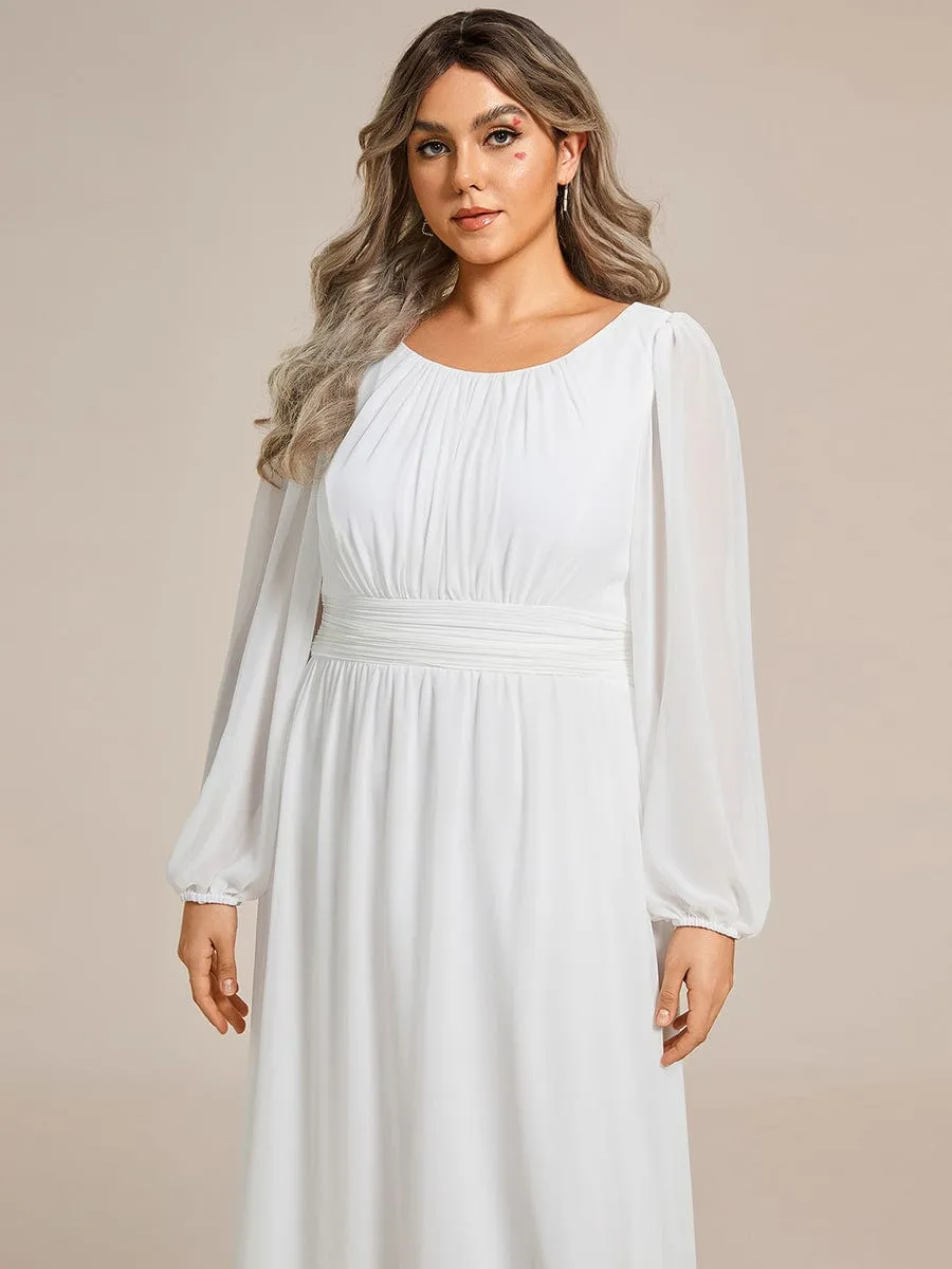 Plus Size See-Through Puff Sleeve Chiffon Mother Dress