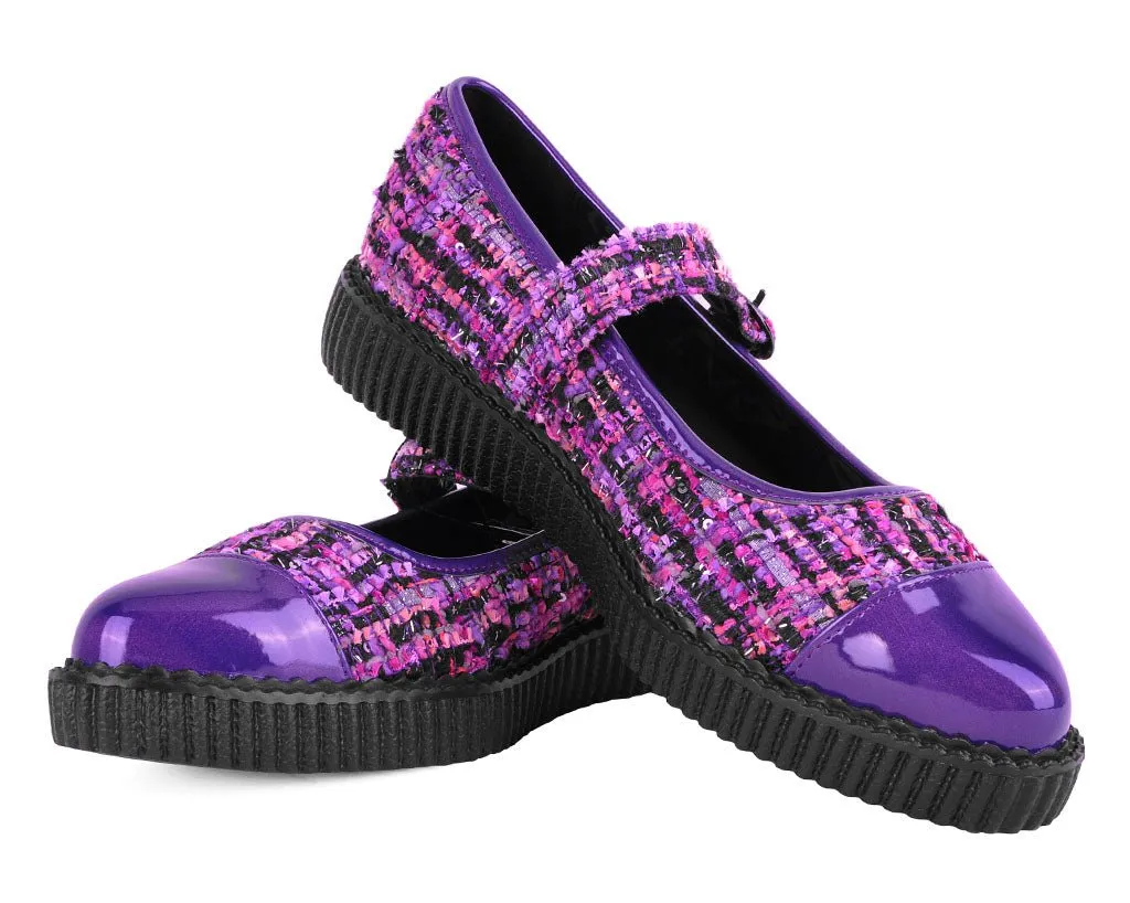 Purple Tweed Pointed Mary Jane