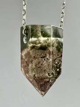 Quartz Crystal with Amphibole and Chlorite Inclusions Necklace