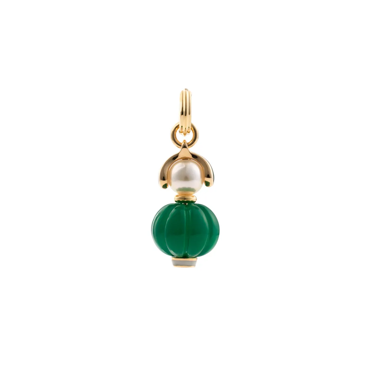 "Bird of Paradise" Green Agate Charm Earring