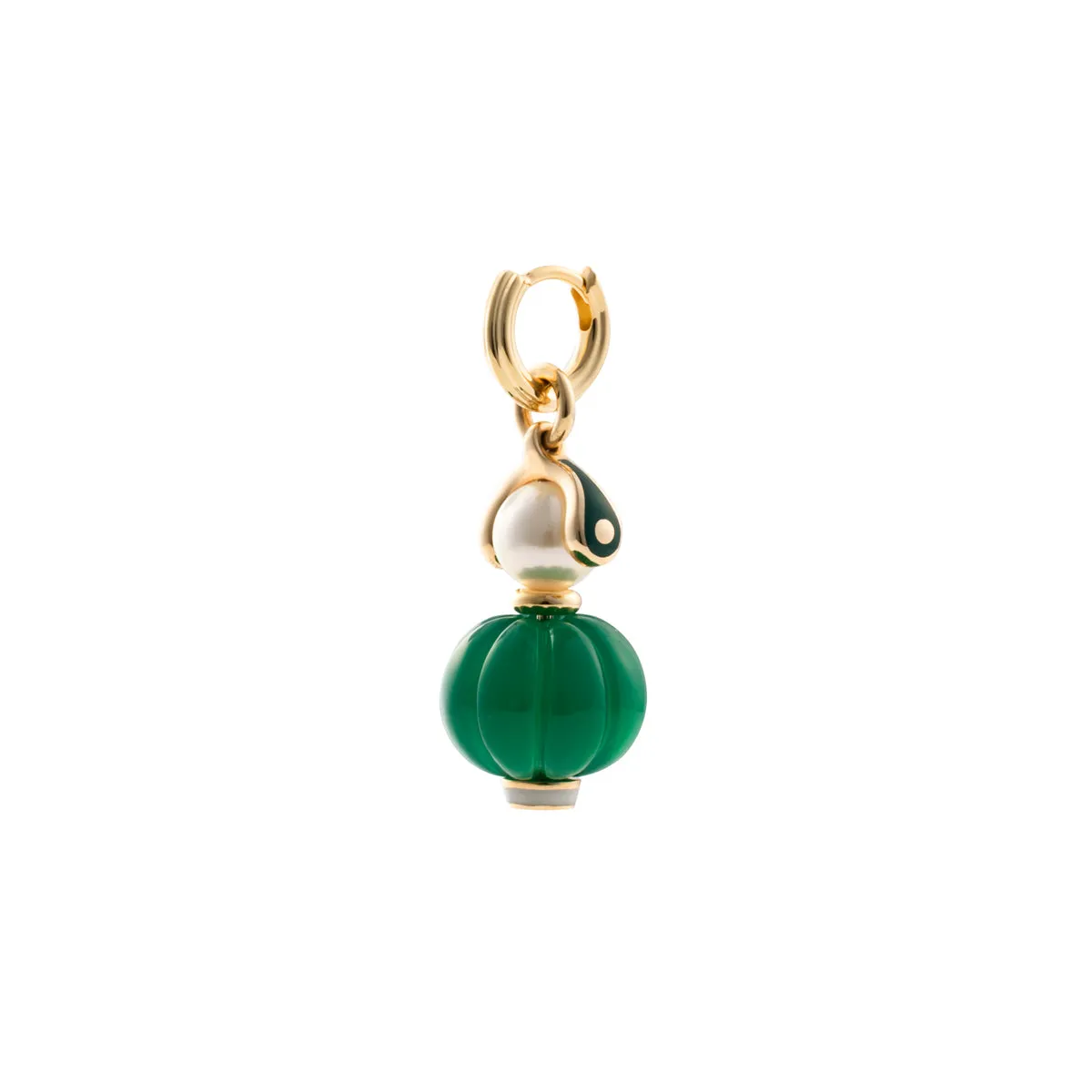 "Bird of Paradise" Green Agate Charm Earring