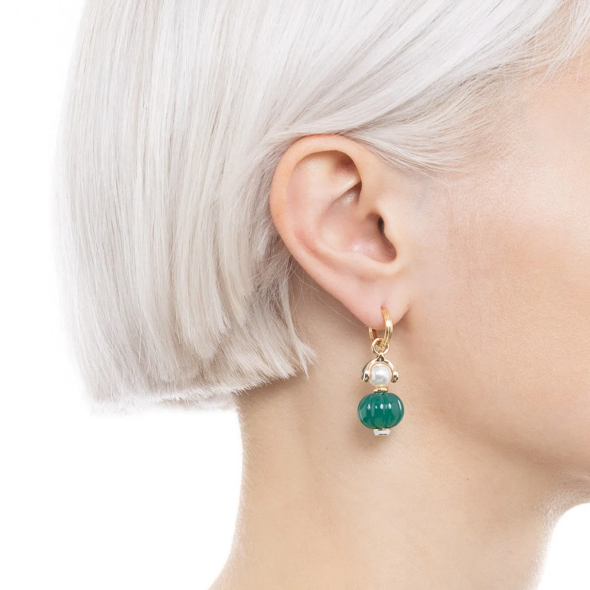 "Bird of Paradise" Green Agate Charm Earring