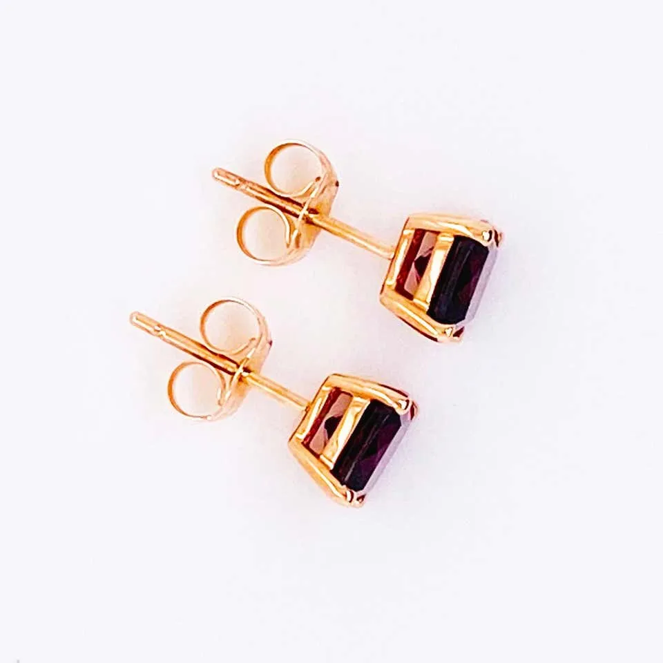 Rhodolite Garnet Stud Earrings