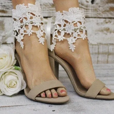 ROSE TRELLIS  lace  bridal  anklets cream