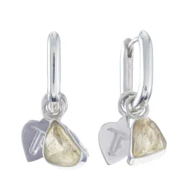 ROUGH GEM CHARM - OVAL HOOPS - CITRINE - SILVER