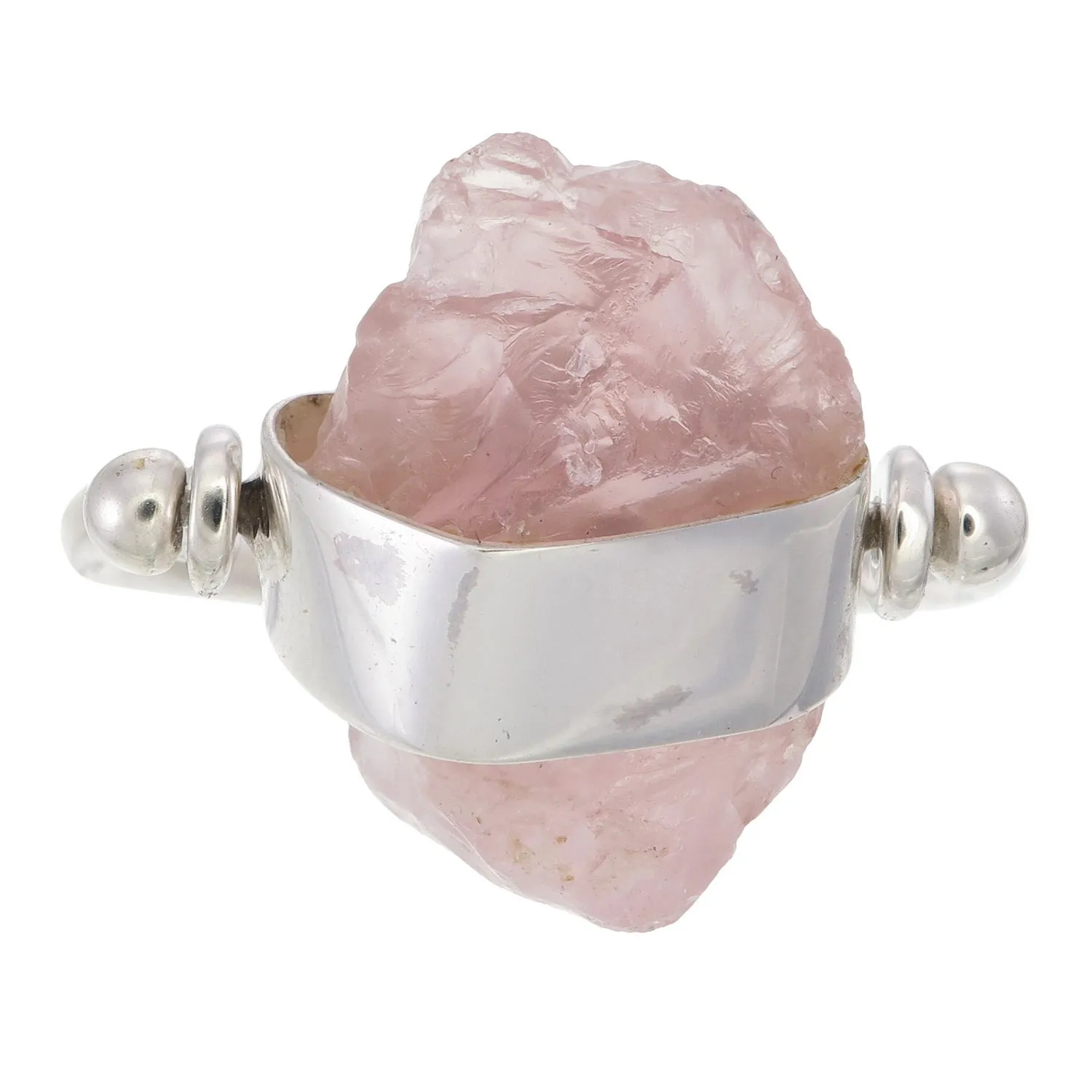 ROUGH GEM - SWIVEL RING - ROSE QUARTZ - SILVER