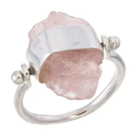 ROUGH GEM - SWIVEL RING - ROSE QUARTZ - SILVER