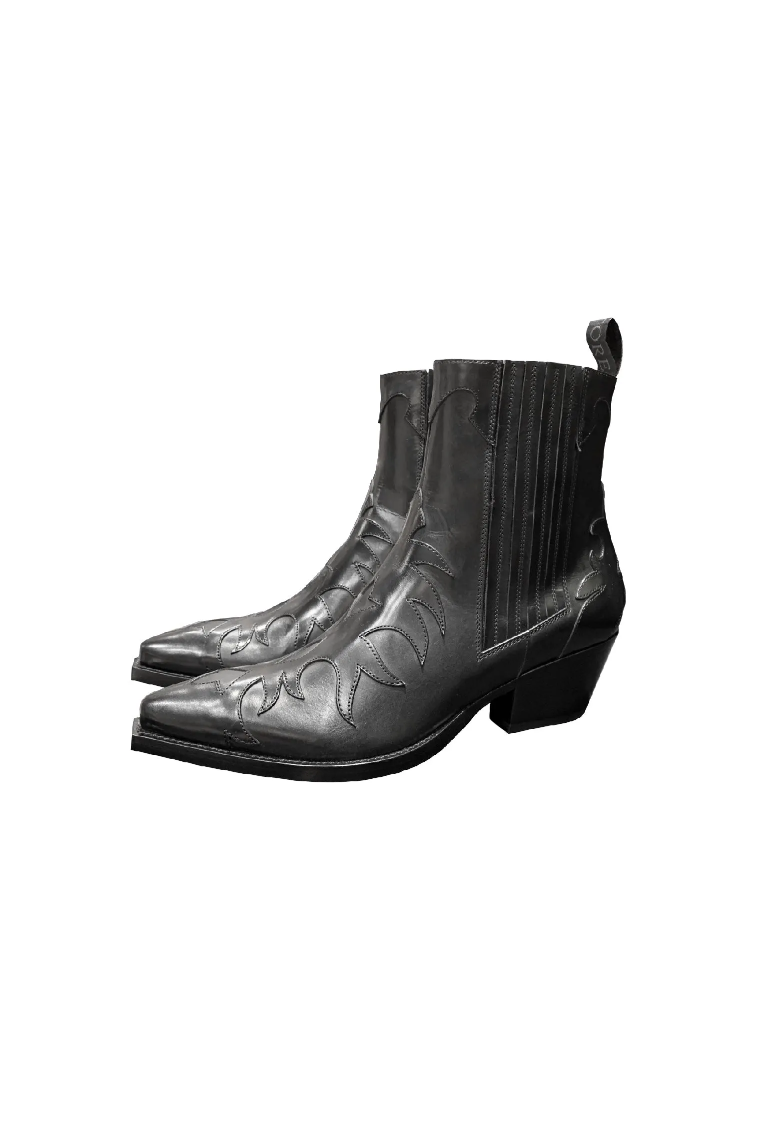 Sartore Western Applique Ankle Boot- Black Leather