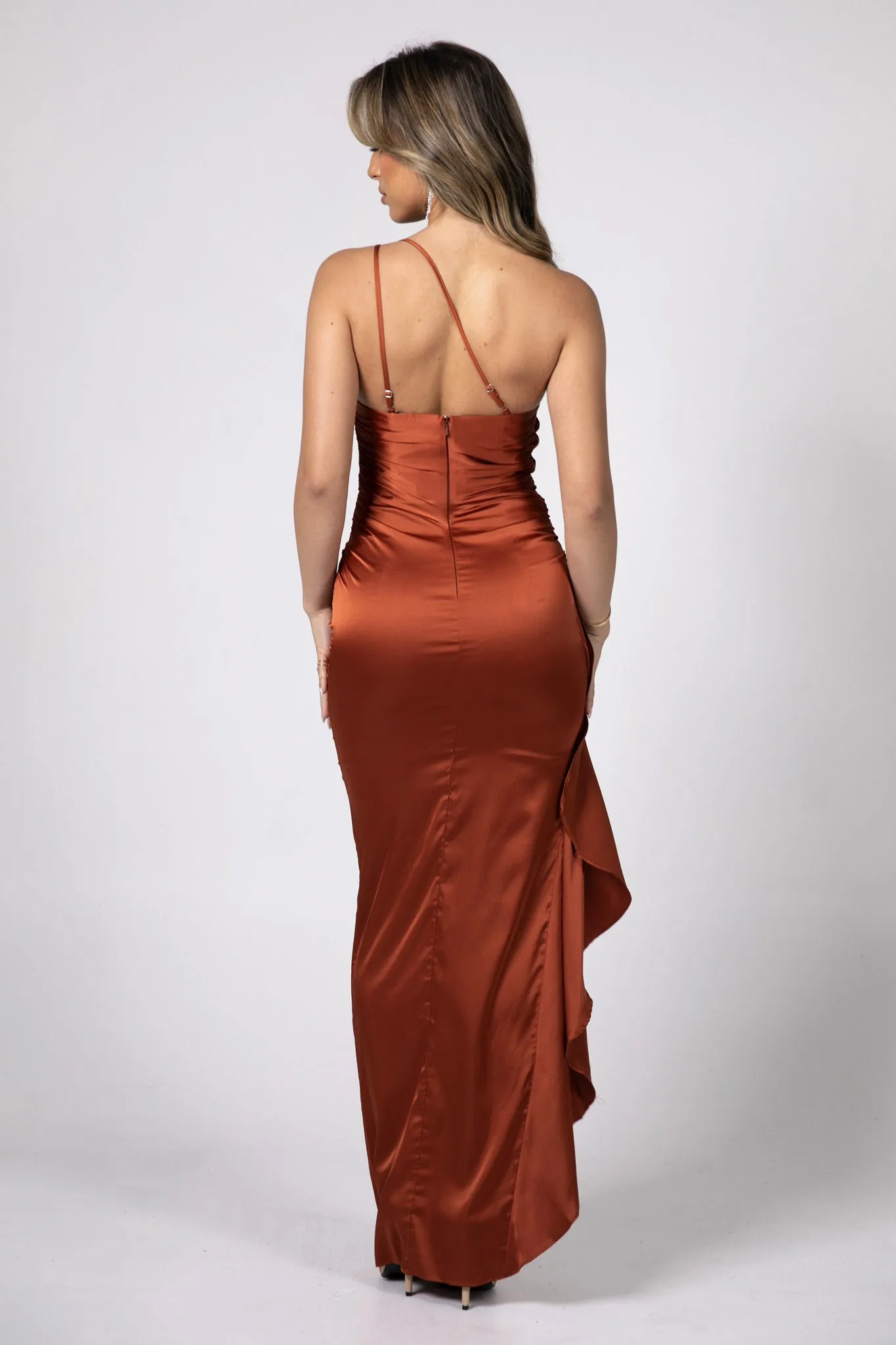 Shay One Shoulder Maxi Dress - Burnt Orange