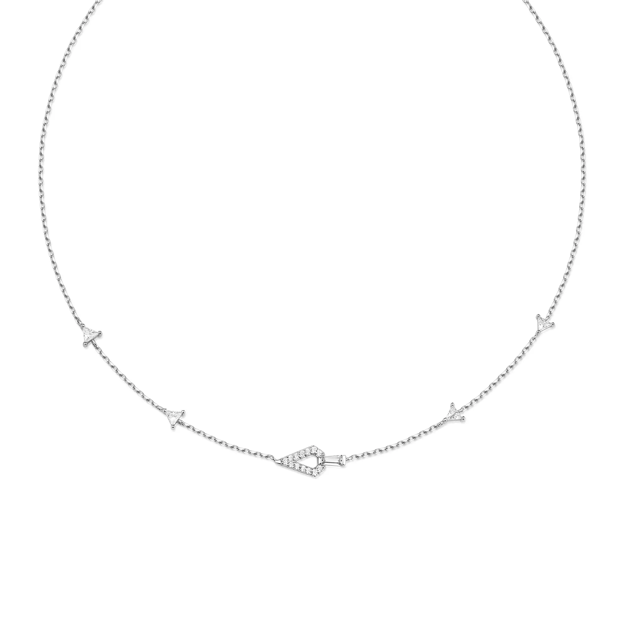 Silver Geometric Satellite Necklace