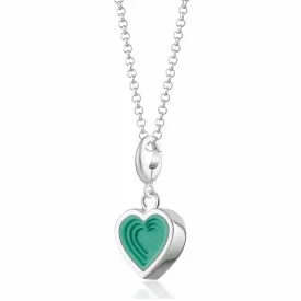 Silver Geometric Turquoise Heart Charm Necklace