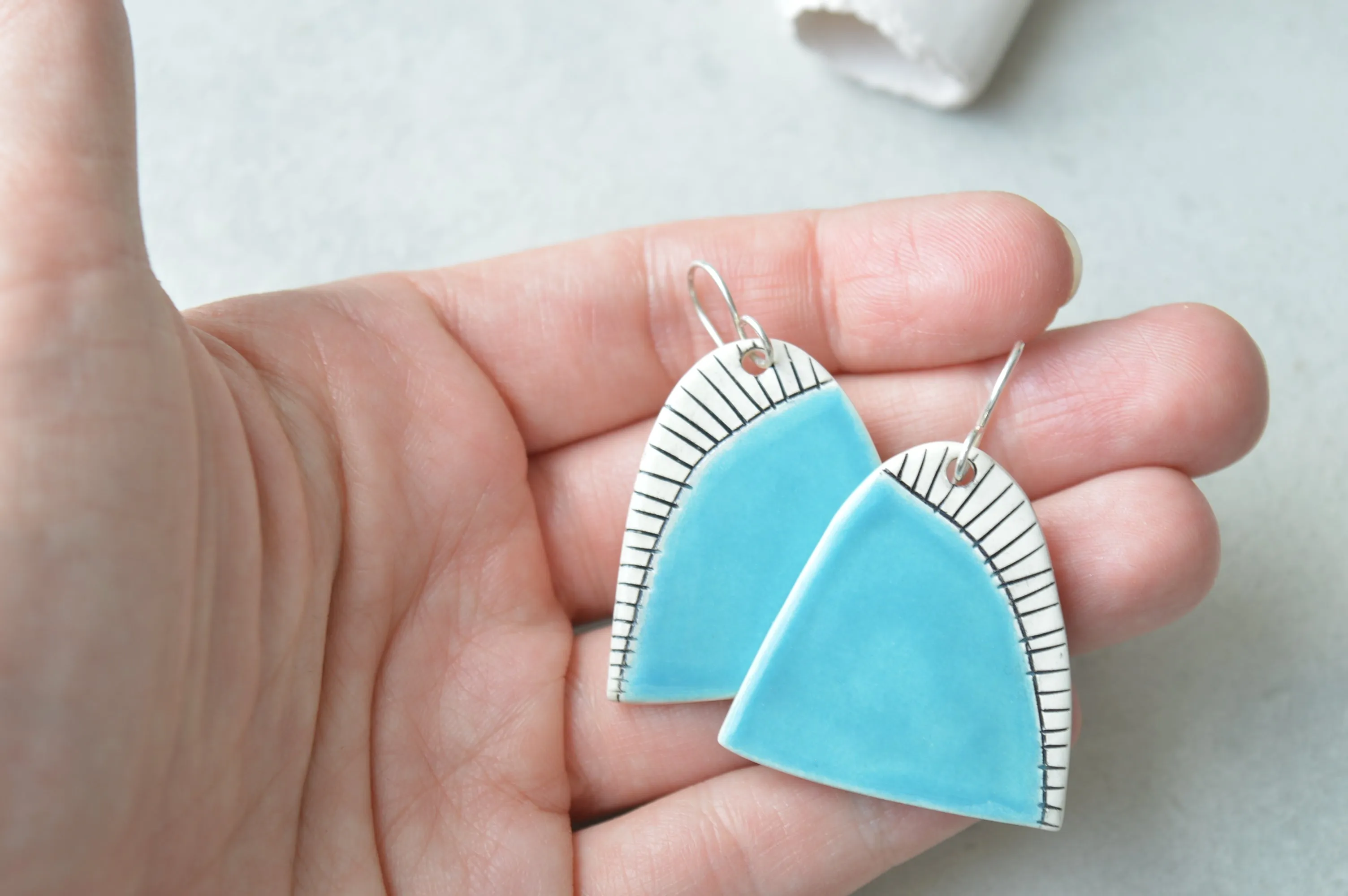 Sky blue statement earrings