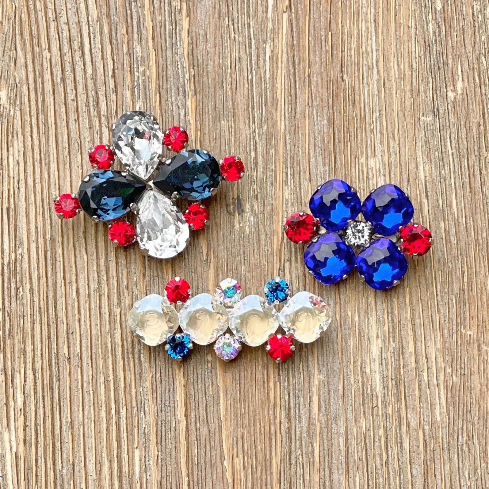 Starflower Crystal Stock Pin - Scarlet, Montana & Clear