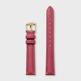 Strap 14 mm Leather Raspberry, Gold Colour