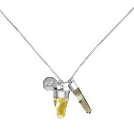 SUPERPOWER CHARM NECKLACE - CITRINE & SMOKY QUARTZ - SILVER