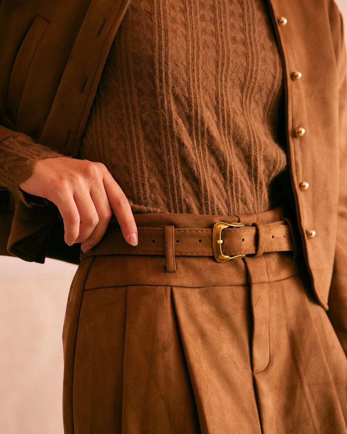 The Brown High Waisted Suede Mini Skirt