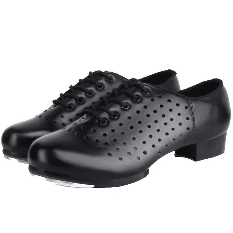 Unisex Leatherette 3.5cm Heel Tap Shoes With Lace-up Dance Shoes