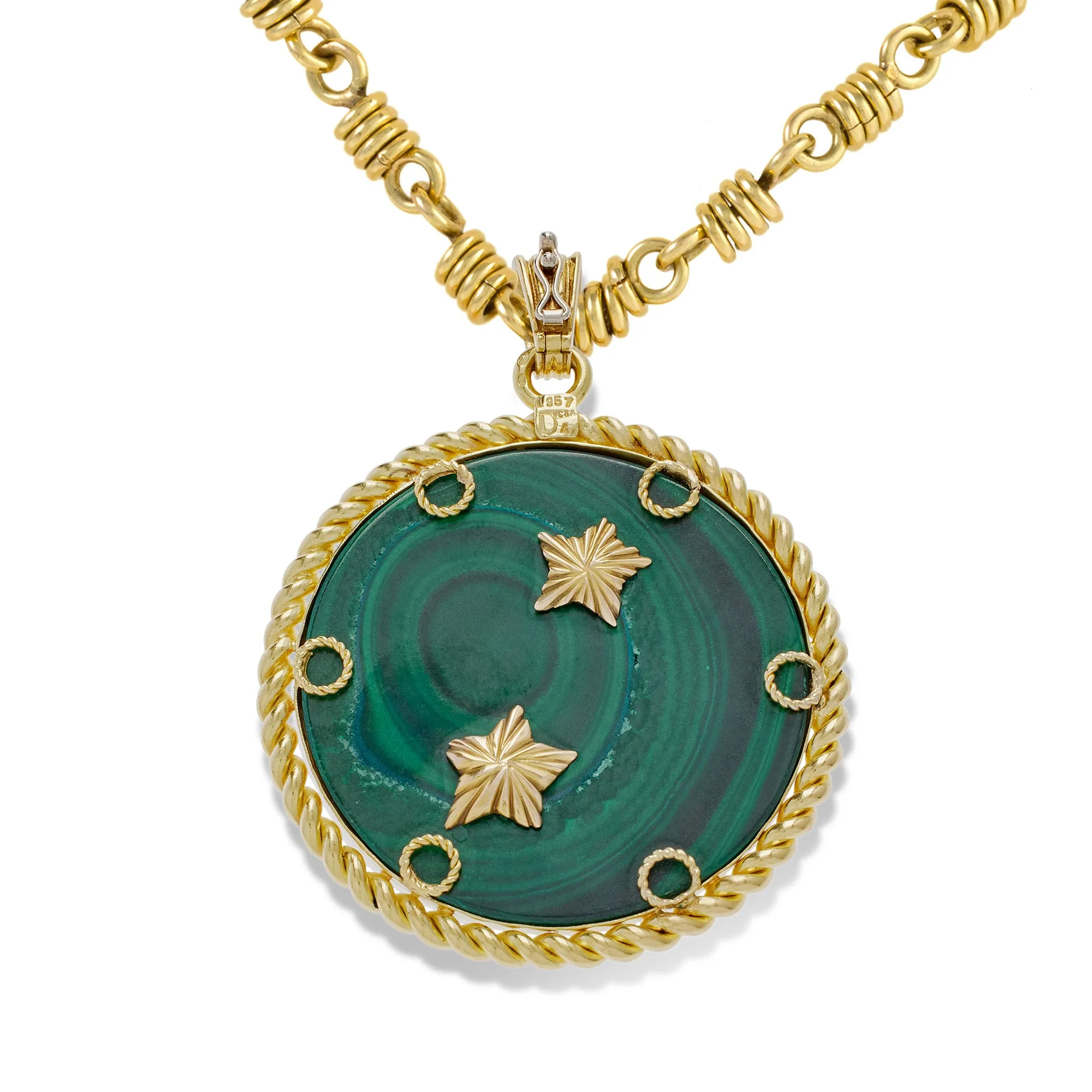 Van Cleef & Arpels Malachite and Diamond Pisces Zodiac Pendant