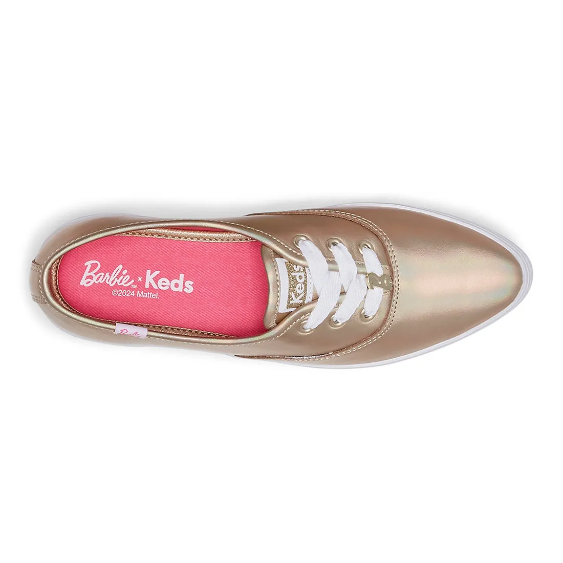 Women's Barbie Point Metallic Leather Sneaker Gold (WH68062)