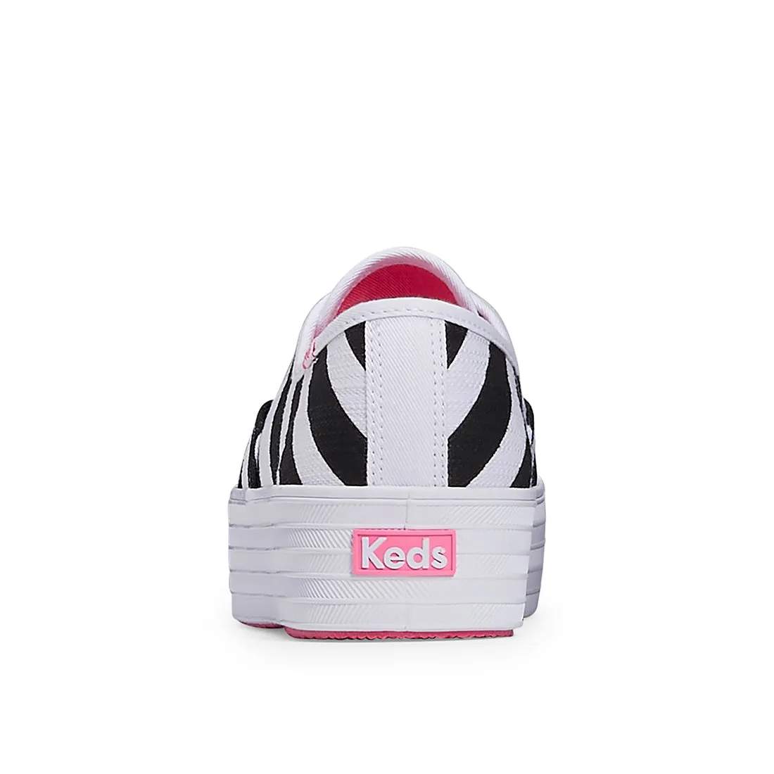 Women's Barbie Point Striped Textured Canvas Sneaker Black/White (WF68063)