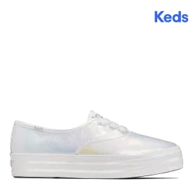 Women's Point Pearlized Textile Sneaker White (WF67726)